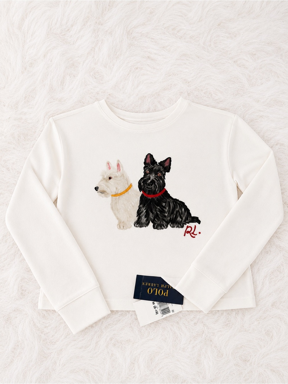 Polo by Ralph Lauren Cream Sweatshirt with Scottie & Westie Motif (8-10)
